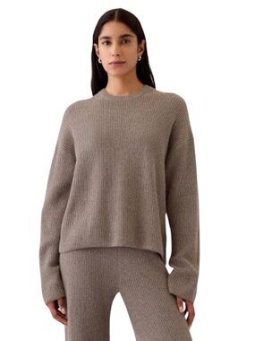 GAP Women’s NWOT 2025 CashSoft Shaker-Stitch Crewneck Sweater Flannel Taupe SP